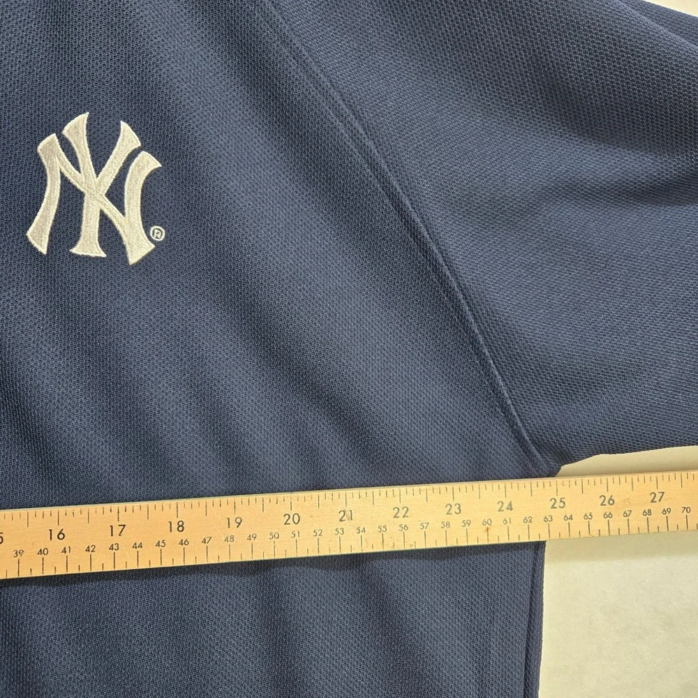 Adidas NY Yankees Polo XXL Navy Blue Embroidered Logo Striped Collar MLB #1489